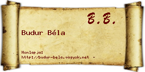 Budur Béla névjegykártya